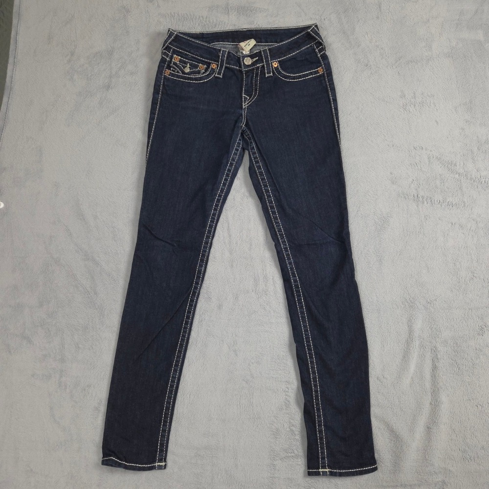 True Religion Skinny Jeans Womens 28 Blue Excellent Contrast Stitch Made in USA